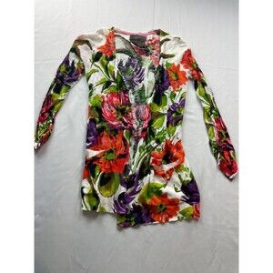 Guinevere Anthropologie Cardigan Sweater Womens XS Multicolor‎ Floral Open Front